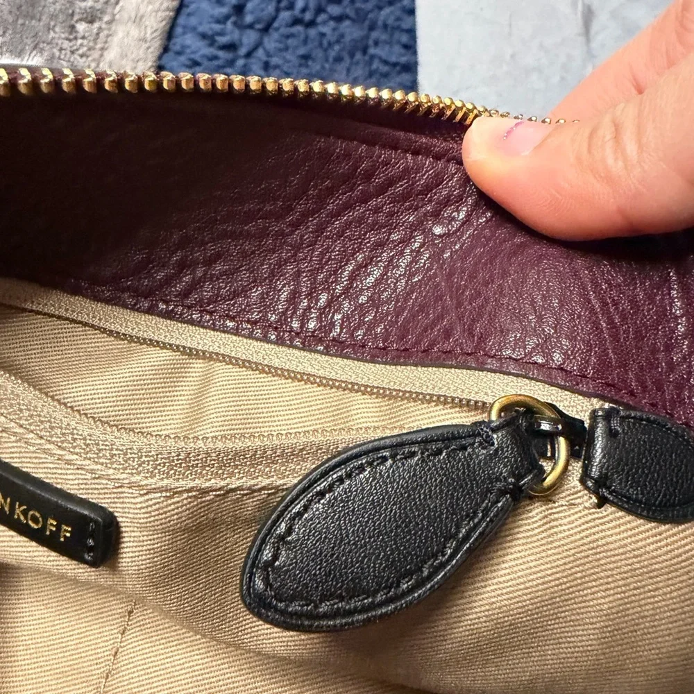 Rebecca Minkoff Darren Top Zip Shoulder Bag  Oxblood 100% Genuine Leather Gold - Picture 8 of 16